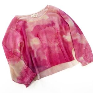 By Anthropologie Sweater Womens Large Pink Tie Dye 100% Cashmere